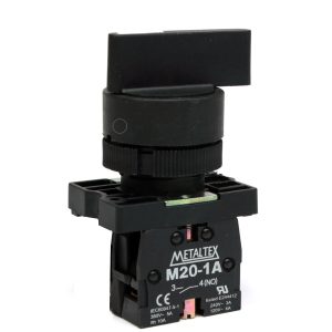 CHAVE SELETORA PLÁSTICA KNOB LONGO - 2 POS. FIXAS 90G - 1NA - P20SLR2-B-1A - METALTEX