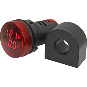 VOLTIMETRO/AMPERÍMETRO DIGITAL 22MM - VERMELHO - 50 A 265VCA/0-100A - VA20-2R - METALTEX